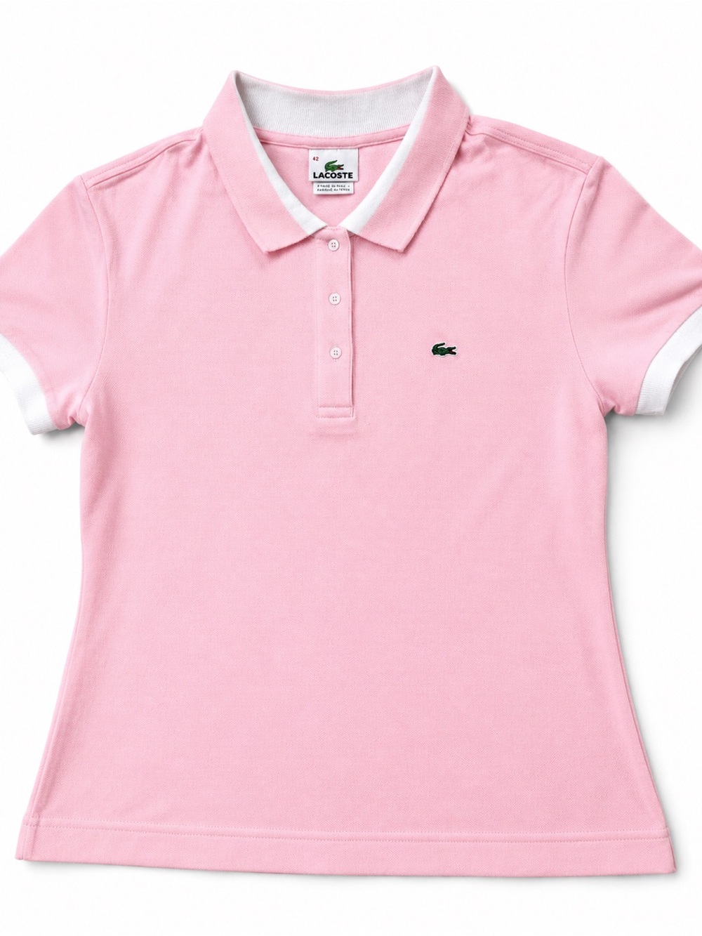 Lacoste Kids Light Pink Polo with White Trim
